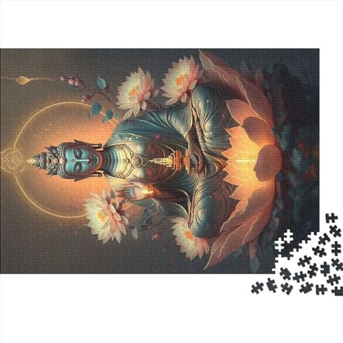 Buddha-Puzzle aus Holz, 1000 Teile, für Erwachsene, kreatives rechteckiges Puzzle, Gehirnübung, Herausforderungsspiel, Geschenk für Kinder (75x50cm)