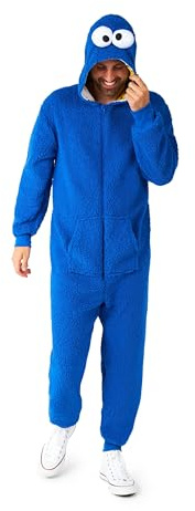 OppoSuits Einteiler für Erwachsene, Unisex – Sesamstraße, einteiliger Pyjama – lockere Passform – inklusive Taschen