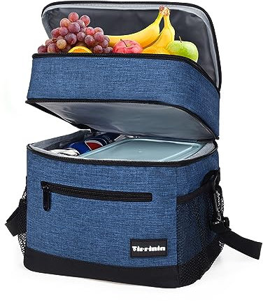 Kato Tirrinia Insulated Lunch Bag 17L(23 Cans) for Adult & Kids, Leakproof Compartment Lunch Cooler Tote- Foldable Lightweight Food Container for Work, School, Camping, Picnic, Fishing (Dark Blue)
