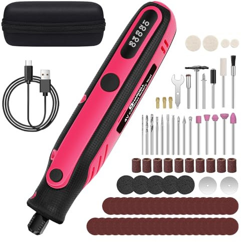 HARDELL Rotary Tool, 4V Cordless Rotary Tool with 86 Accessories, 5-Speed(5000-18000 RPM), Muti Tool for Cutting, Engraving, Sanding, Drilling, Polishing, Grinding, DIY Crafts