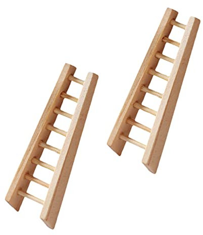2St Mini-Treppe Schritt Miniatur-Hausmöbel puppenhauszubehör gartendekoration Ornament Modelle Mini-Hausleiter Mini-Leiter-Dekor ländlich schmücken kleine Treppe Dekorationen Holz