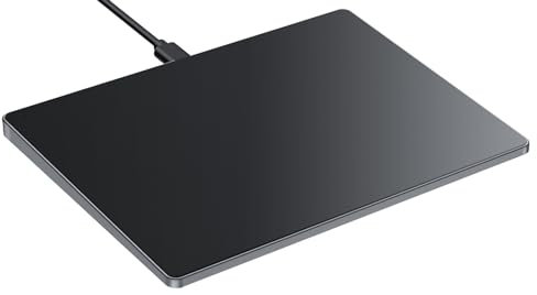 seenda Touchpad für PC, Aktualisiertes Kabelgebundenes Trackpad aus Gehärteten Glasoberfläche und Aluminumbasis, Hochpräzise Navigation, Externes Touchpad Maus für Windows 10/11(Schwarz)