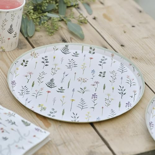 Ginger Ray Lot de 8 assiettes en carton imprimées à motif floral pour enterrement de vie de jeune fille Multicolore