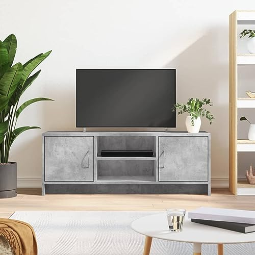 TJROO Mobile Porta TV Grigio Cemento 102x30x37,5cm Legno Multistrato Mobile Televisione Basso con Ante