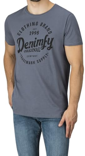 DENIMFY Tshirt Herren Baumwolle Regular Fit DFNuri Rundhals Kurzarm Sommer | Tee Shirt Logoprint Schwarz Grau Blau Grün Rot Weiß Navy S M L XL XXL 3XL 4XL 5XL