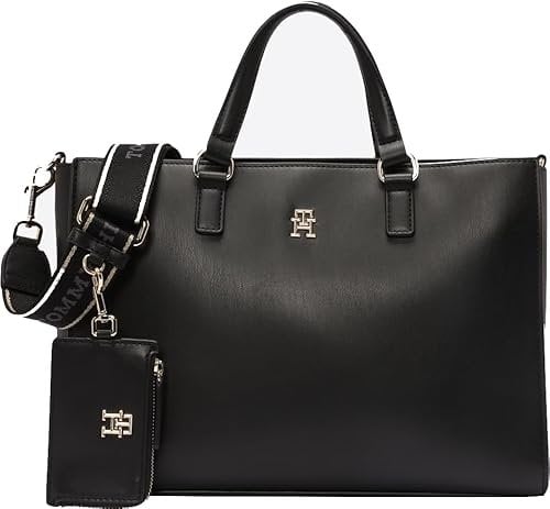 Tommy Hilfiger Damen Satchel Tasche Joy mit Tragegurt, Schwarz (Black), Einheitsgröße