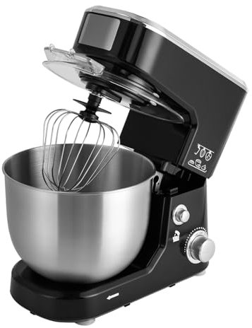 OUBUBY Küchenmaschine Knetmaschine 1000W, 3 in 1 Mixer Mixer mit 5 Liter Edelstahlschüssel Vertikaler Mixer Küchenmixer 3 Geschwindigkeiten Teigmaschine für Kuchen, Cremes, Brote（schwarz）