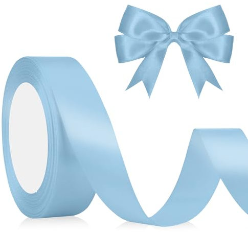 Himmelblau Geschenkband Blau Satinband Hellblau 23m, 2cm Breite, Schleifenband Blau, Dekoband Stoffband für Hochzeit Halloween Weihnachten Taufe Geburtstag DIY-Handwerk Geschenkverpackung Seidenband