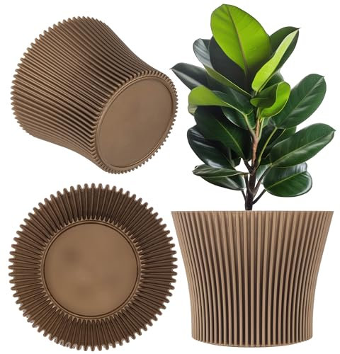 KADAX Petit pot de fleurs, en plastique, pour plantes succulentes et herbes, pot moderne pour l'intérieur et l'extérieur, doré, 16 cm