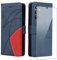 Coque pour Samsung Galaxy A16 5G/4G avec 1 Pièces Protection Écran en Verre Trempé, Couleur Combinaison (Bleu et Rouge) PU Cuir Flip Portefeuille Housse Étui pour Samsung Galaxy A16 5G/4G