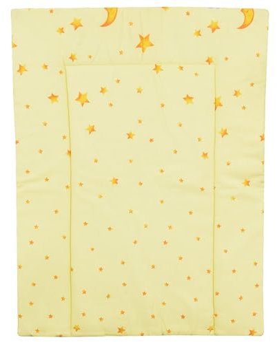 Baby Delux Wickelauflage Wickelunterlage 60x75 cm weiche Wickeltischauflage Baumwolle wasserdicht waschbar (Sternchen gelb)