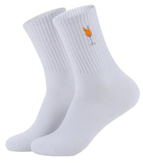 NIEEKRUN Aperol Spritz Socken – Aperol Spritz Cocktail – Atmungsaktive Sportsocken Tennissocken Crew Socken Baumwollsocken – Geschenkideen für Cocktailliebhaber