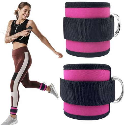 MeoZynxadril 2 Pièces Sangle Cheville Musculation Poulie, Sangle Poignet Musculation, Réglable Machine à Cheville, Sangle Cheville Femmes et Hommes, pour Sport, Kickback, Entraînement
