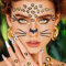 3-teilig Leoparden Gesichtstattoo Karneval Erwachsene & Kinder, Temporäres Glitter Gesichtstattoo, Leoparden Stickers und Nagelsticker, Glitzer Tattoo Set für Fasching, Karneval & Motto Partys