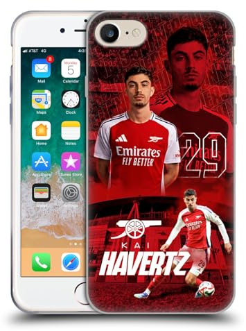 Head Case Designs Offizielle Arsenal FC Kai Havertz 2024/25 Erstes Team Gelhülle [Militärischer Schutzgrad] Kompatibel Mit Apple iPhone 7/8 / SE 2020 & 2022 Und Kompatibel Mit MagSafe
