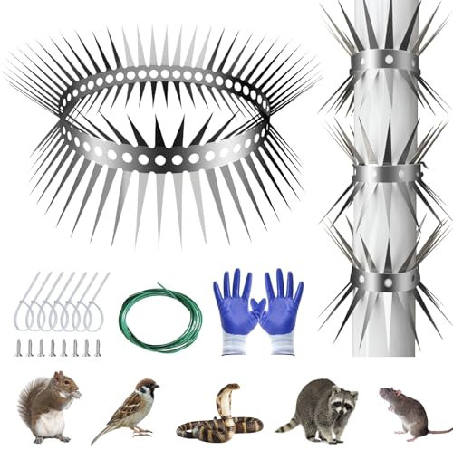 LUOJINYI Marderschutz Fallrohr, 300cm Marderabwehr Fallrohr, Edelstahl Marderabwehr, Marderschreck mit Zubehör,Marderfalle Für Marderabwehr Haus Werden Edelstahl für Bäume Kann Geschnitten
