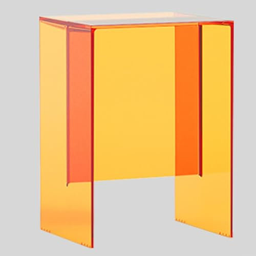 MRVAKDYDI Klar Acryl End Tisch, Moderner Beistelltisch, Transparenter Couchtisch(Orange)