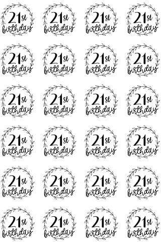 PRE CUT 24x Edible Wafer Paper 21st Birthday Party Cupcake Cocktail Toppers