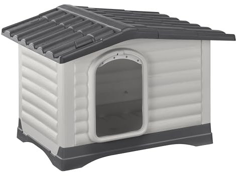 Ferplast Hundehütte DOGVILLA 70 SE, Hundehütte Outdoor, Hundehause, Boden zum Abtropfen, Isolierender Boden, Abnehmbares Dach, Lüftungsgitter, Recycelter Kunststoff 73 x 59 x H 53 cm