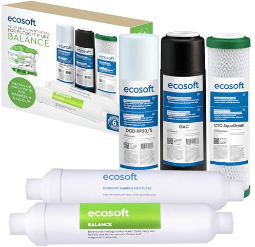 Ecosoft filtro de ósmosis inversa – Set de recambios 6 etapas con bomba integrada – Agua potable doméstica con mineralizador de calcio – Instalación bajo fregadero