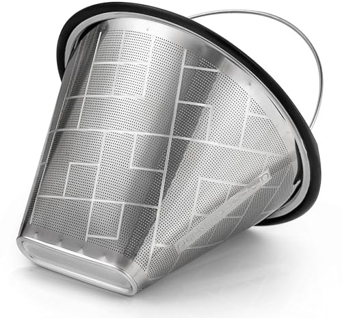 Reusable #4 Coffee Filter for Technivorm Moccamaster KBGV, KBT Coffee Maker | Durable 304 Stainless Steel Permanent Metal Filter, Paperless Mesh Cone Basket for Drip Coffee Machines, Zero Waste Brewing