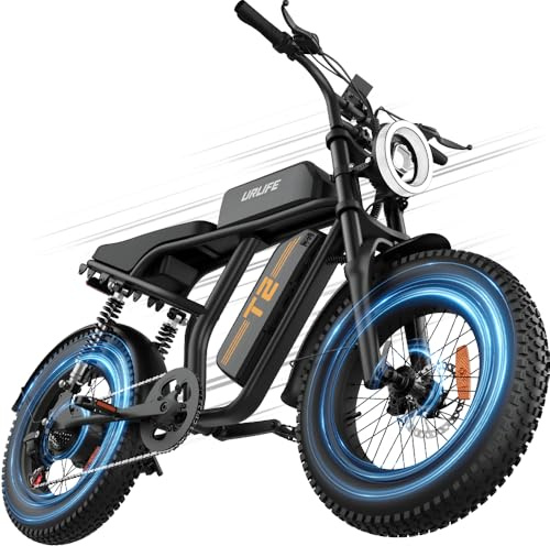 URLIFE Vélo Électrique, 20 * 4 Gros Pneus Ebike pour Adulte, 48V 15,6Ah Batterie Amovible, Utonomie de 120km par Charge, 7 Vitesses, écran LCD, VTT Électrique Ebike avec Suspensions