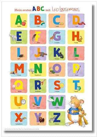 Leo Lausemaus Lernposter ABC A2 (42 x 60 cm) | Buchstaben Lernen fürs Kinderzimmer: Liebevoll illustrierte Wanddeko zum spielerischen Entdecken des Alphabets ab 3 Jahren