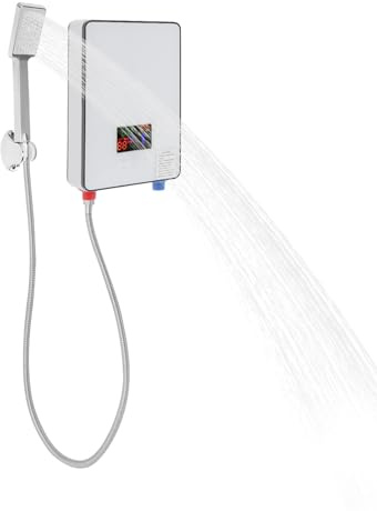 Durchlauferhitzer 230V Dusche 6500W Warmwasserbereiter mit Handbrause Touchscreen LED-Display 30-55°C Einstellbar 1/2-Zoll-Schlauchanschluss Niederdruck 0.02–0.6 MPa 1.2-1.5L/min für Bad Badezimmer