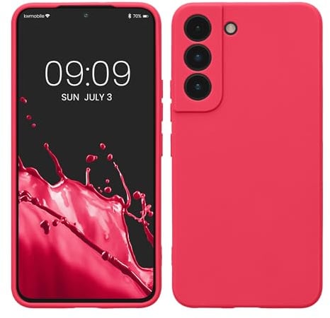 kwmobile Housse Compatible avec Samsung Galaxy S22 Coque - Housse de téléphone en TPU avec Protection Appareil Photo - Rose Fluo