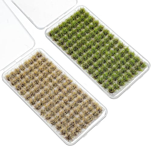 Fiyooau 208 Pcs Static Grass Tufts Miniature Grass Tufts for Modelling | Hobby Train Scenery Accessories for Train Landscape Railroad Scenery Sand Layout Model War Gaming Terrain