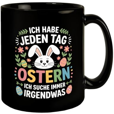 speecheese Tasse Jeden Tag Ostern suche immer was Ostermotiv Osterfans | mit lustigem Spruch, ideal als Osterngeschenk