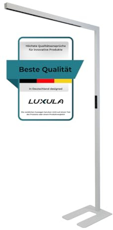 LUXULA Büro Stehleuchte LED Up/Down dimmbar Weiß, Up/Down regelbar | Stehlampe Büro mit Touchsteuerung & Automatikdimmung, 45W 3500lm, 4000K Neutralweiß, UGR<16, CRI 98, 90° Abstrahlwinkel