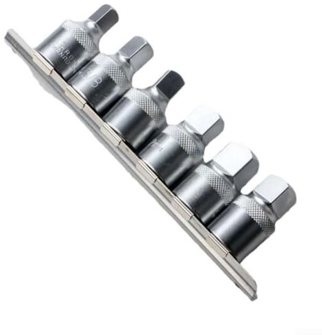 Lot de 6 douilles carrées de vidange d'huile pour carter moteur et couvercle de transmission, compatible avec les outils à cliquet standard de 1,27 cm