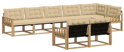 vidaXL Outdoor-Sofagarnitur mit Kissen 8 pcs Weiß und Beige, Gartenmöbel, modernes Outdoor-Sofa, Robustes Eckset für Terrasse, Lounge und Komfort