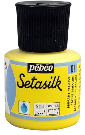 PEBEO Setasilk Primary Yellow 45 ml Bottle - Silk paint - 45 ml Pipette cap bottle - Primary Yellow