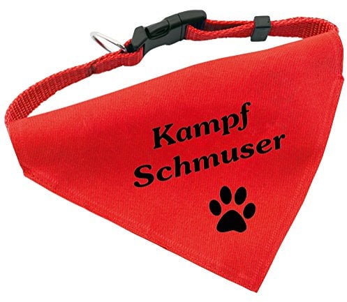 Hunde-Halsband mit Dreiecks-Tuch KAMPFSCHMUSER, längenverstellbar von 32 - 55 cm, aus Polyester, in rot