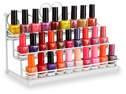Dazone Nagellack Aufbewahrung mit 3 Metall Ablagen für Nagellack oder ätherische Öle Nagellack zur Selbstmontage Aufbewahrung Display Regal (Weiß)