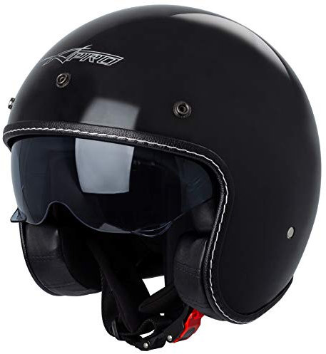 Motorradhelm Jet Helmet Cafe Racer ECE 22-06 Sonnenblende Scooter Schwarz M