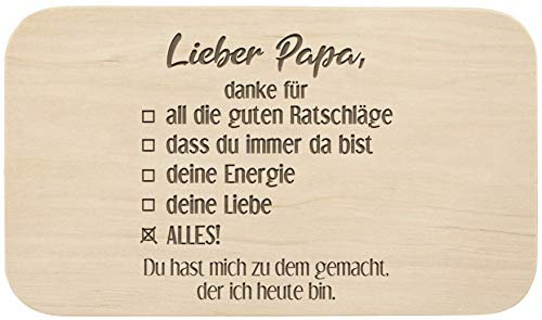 Frühstücksbrett mit Gravur - ''Lieber Papa, danke für...'' - Holz - hochwertige Qualität - Schneidebrett - Vatertag - Geburtstag