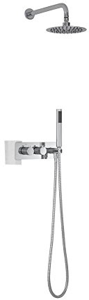 MILANO Mixer Valve 200mm Wall Mounted Round Shower Head Handset Hose Chrome