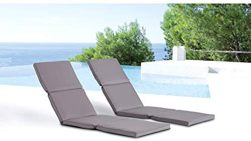 CONCEPT USINE - Lot De 2 Coussins Gris pour Transat 190 x 50 cm - Accessoires pour Transat - Polyester Et Mousse Imperméable - Tout Type De Transats - Design Waterproof, Pratique