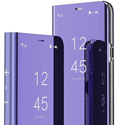 IMEIKONST Samsung Note 9 case Bookstyle Mirror Design Makeup Clear View Window Stand Full Body Protective Bumper Flip Folio Shell Cover for Samsung Galaxy Note 9 Flip Mirror: Purple QH