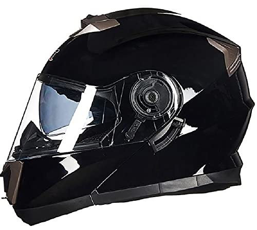 Motorradhelm Lärmminderung Elektroauto-Schutzhelm Ventilation für Damen Herren ECE-Zertifiziert Motorrad Modularer Helm Anti-Collision Harthut mit Doppelvisier für Mannfrau E,XL=60~62cm