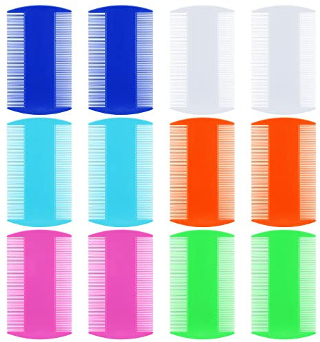 Molain Flohkamm für Katzen und Hunde, 12 Stück Double Sided Cat Dog Flea Comb Floh Floh Läusekämme Katzen und Hundepflegekamm doppelseitig