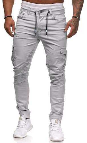 Cassiecy Herren Hose Jogger Chino Cargo Jeans Hosen Stretch Sporthose Herren Hose mit Taschen Slim Fit Freizeithose(Hellgrau,M)