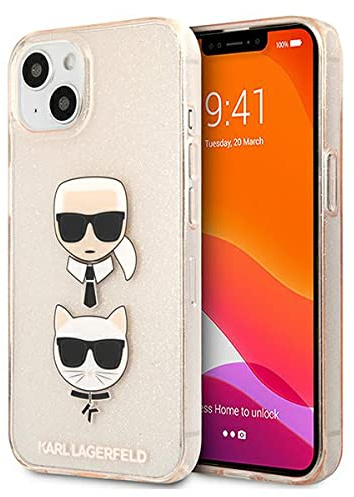 Karl Lagerfeld KLHCP13SKCTUGLGO Hülle für iPhone 13 Mini 5,4 golden Glitter Karl`s & Choupette