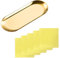 1 Stück goldenes Schmucktablett aus Edelstahl, Schmuckhalter, Schmucktablett, Kosmetikaufbewahrung, Kommodenaufbewahrung, Nicht leicht zu verformen und 5 Stück silbernes Reibetuch