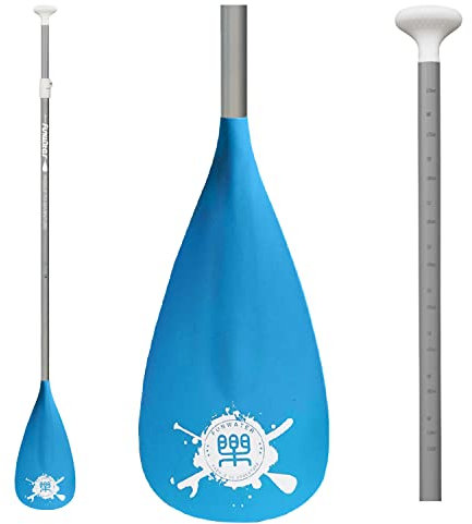 FunWater Pagaie de Sup - Planche de Stand up Paddle réglable en 3 Parties - Gouvernail léger et Flottant - Durable et Range-Portable - Lames en Nylon renforcées - Coup Efficace