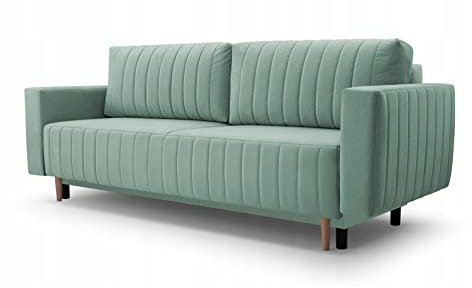 GRAINGOLD Modernes, stilvolles Sofa Angie mit Schlaffunktion und Container - Bequeme Sitze mit Wellenfeder und HR-Schaum - 225x90 cm