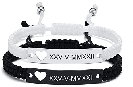 VNOX Paar Armbänder Partner Freundschaft Schwestern 2pcs Geflochten Einstellbar Bunt Handgefertigtes Brautjungfer Seilarmband|Armband Damen mit Gravur